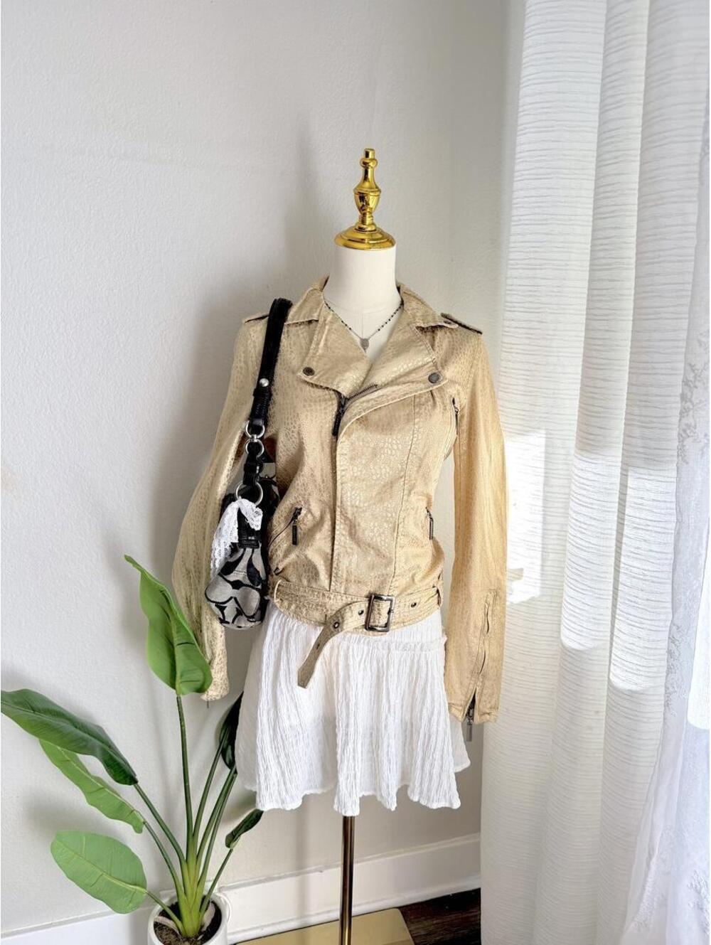 Y2K Vertigo Paris Gold Moto Jacket